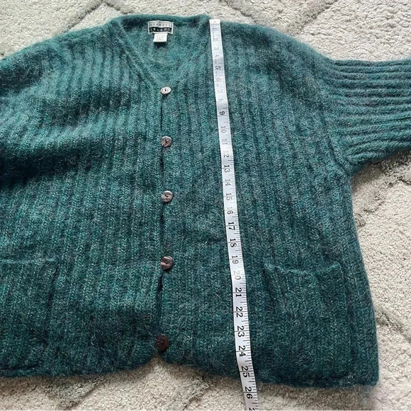 Vintage Express green cardigan sweater mohair button front chunky knit medium - Picture 8 of 9